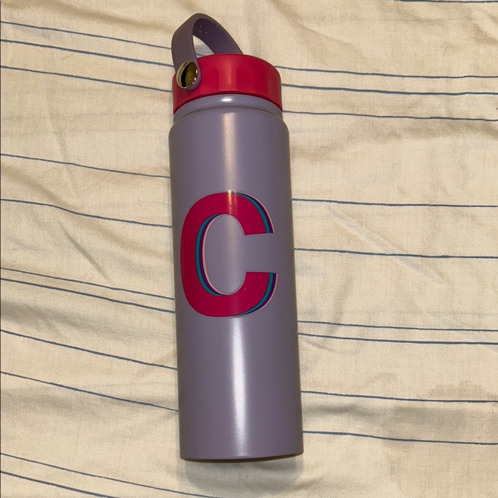 Purple Water Bottle with Pink C
